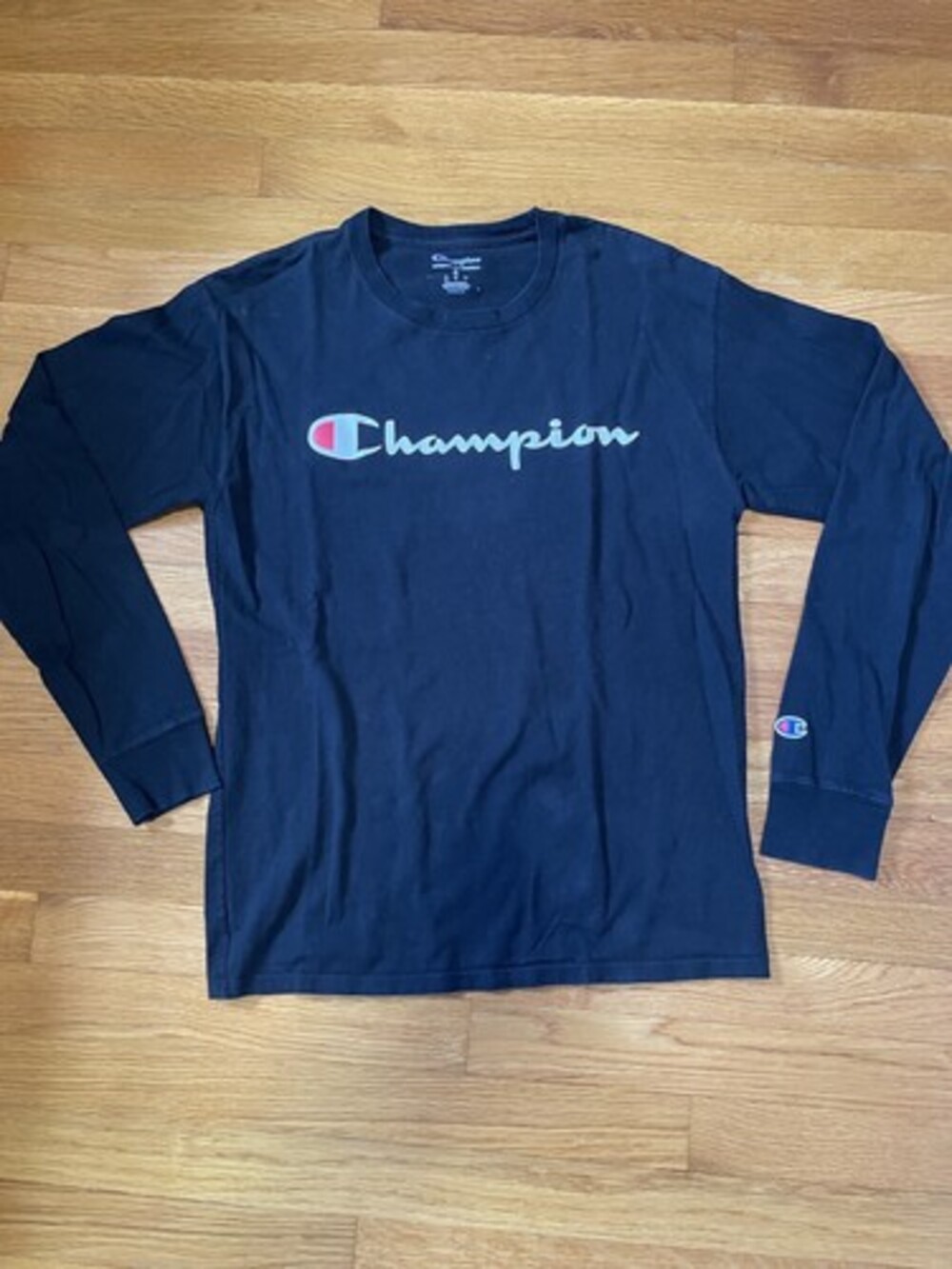 Champion Spell Out Long Sleeve T-Shirt - Black, Men’s Size Medium